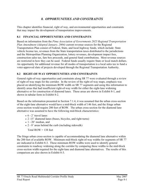 sr 77/oracle road multimodal corridor profile study final report - Pima ...