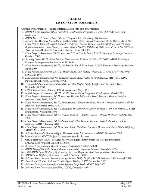 sr 77/oracle road multimodal corridor profile study final report - Pima ...