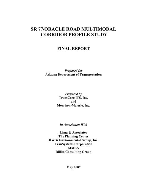 sr 77/oracle road multimodal corridor profile study final report - Pima ...