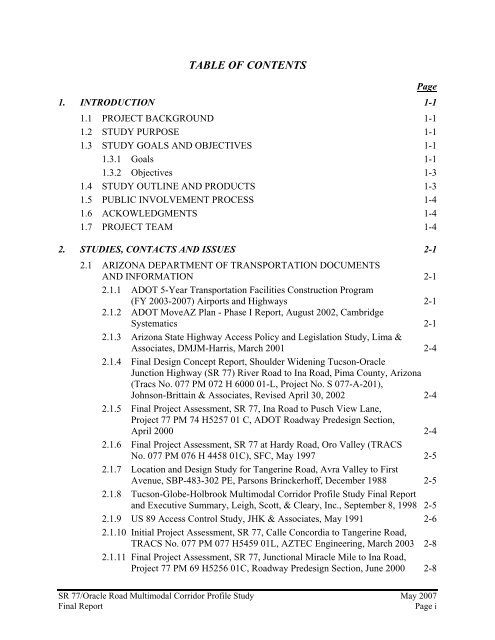 sr 77/oracle road multimodal corridor profile study final report - Pima ...