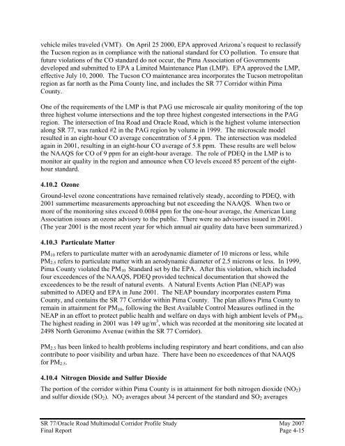 sr 77/oracle road multimodal corridor profile study final report - Pima ...