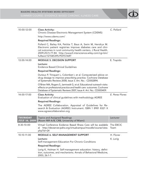 EVIDENCE BASED CHRONIC ILLNESS CARE - PAHO/WHO