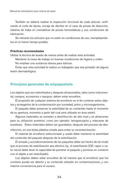 Manual de esterilización para centros de salud. (2008) - PAHO/WHO