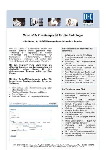 Celsius37- Zuweiserportal für die Radiologie - Dfc-Systems