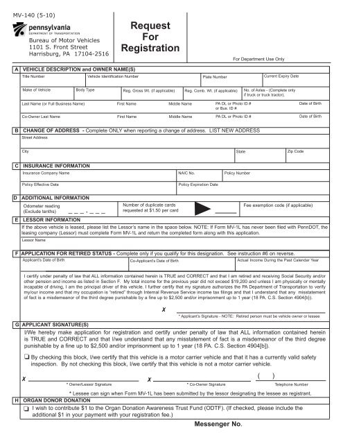 Pennsylvania Department Of Transportation Registration Renewal