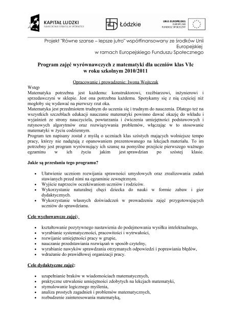 zajęcia wyrównawcze matematyka klasa 6