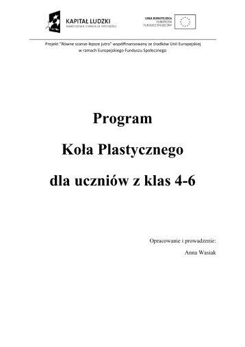 Program Koła Plastycznego dla uczniów z klas 4-6