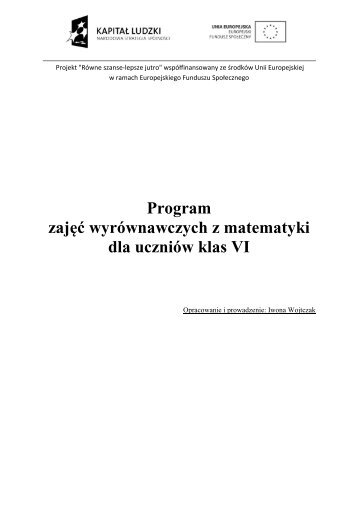 Program zajęć wyrównawczych z matematyki dla uczniów klas VI