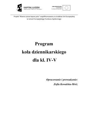 Program koła dziennikarskiego dla kl. IV-V