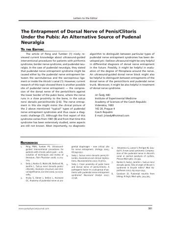 The Entrapment of Dorsal Nerve of Penis/Clitoris ... - Pain Physician