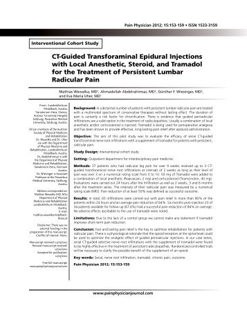 CT-Guided Transforaminal Epidural Injections with ... - Pain Physician
