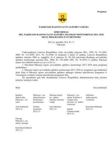 DÄl Pakruojo rajono savivaldybÄs aplinkos monitoringo 2013â2018 ...