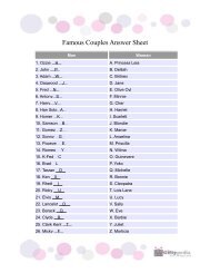 Famous Couples Answer Sheet - Giftypedia