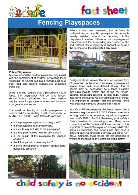 Fencing Playspaces - Kidsafe NSW