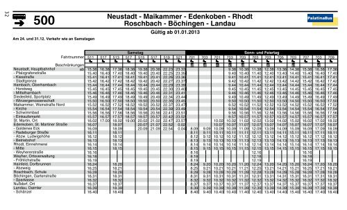 Fahrplanheft Neustadt - Palatina Bus