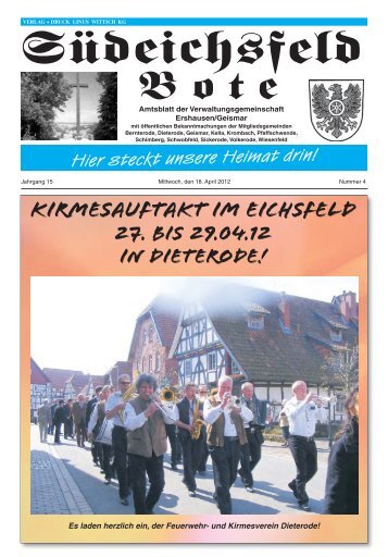Kirmesauftakt im Eichsfeld 27. bis 29.04.12 in Dieterode!
