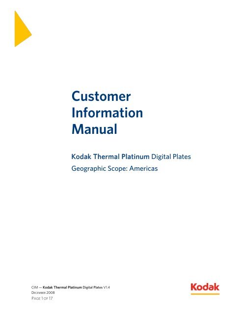 Customer Information Manual - Kodak