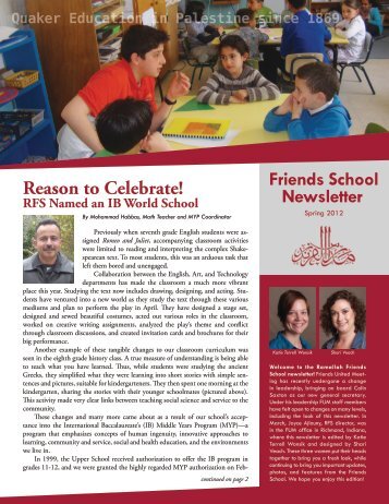 Reason to Celebrate! - Ramallah Friends Schools