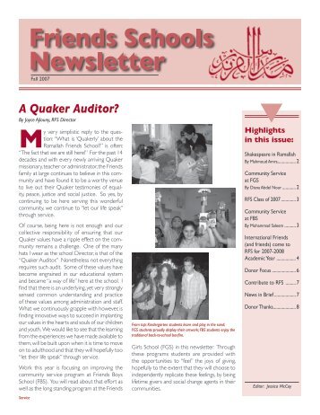 A Quaker Auditor? - Ramallah Friends Schools