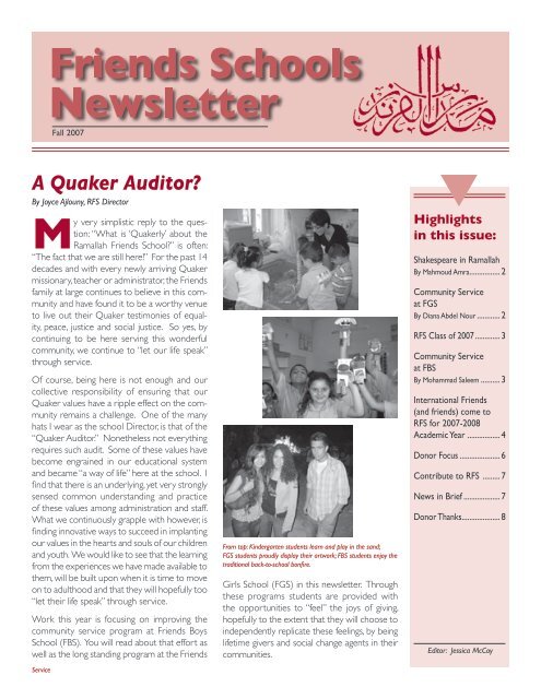 A Quaker Auditor? - Ramallah Friends Schools