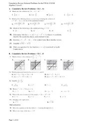 Cumulative Review Selected Problems for the FINAL EXAM Algebra ...