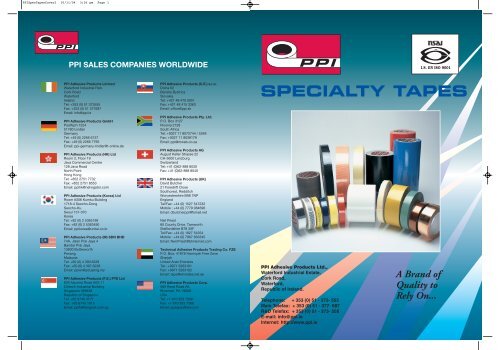 Specialty Catalogue - PPI Adhesive Products