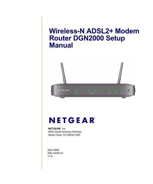 Wireless-N ADSL2+ Modem Router DGN2000 Setup Manual - netgear