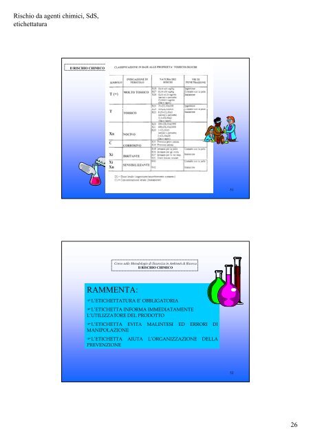 IL RISCHIO CHIMICO La sicurezza dei prodotti, Schede di ...