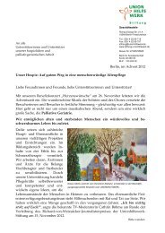 finden Sie unseren Spendenbrief. - Unionhilfswerk Palliative Geriatrie