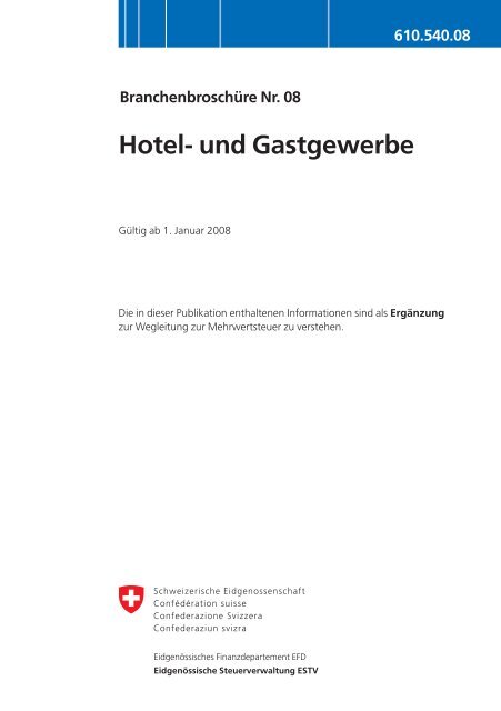 Hotel- und Gastgewerbe - MWST Schweiz