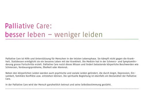 Unheilbar krank â und jetzt? - Palliative Ostschweiz