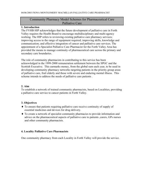 Community Pharmacy Model Schemes for Pharmaceutical Care