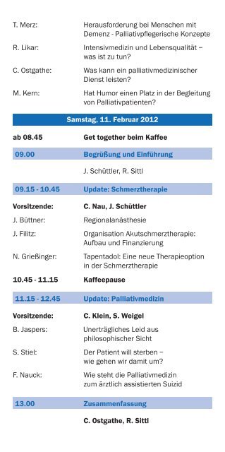 Programm - Palliativmedizin - UniversitÃ¤tsklinikum Erlangen