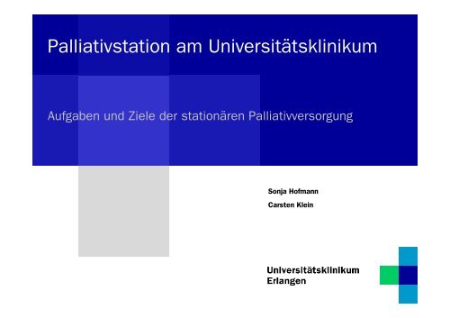 Dr.KLein, Sonja Hofmann: StationÃ¤re ... - Palliativmedizin