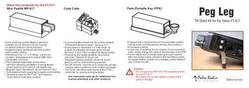 Mounting Instructions Peg Leg - Palm Radio Mini-Paddle