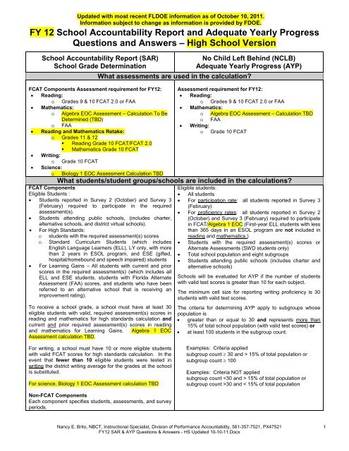 Adequate Yearly Progress - The School District of Palm Beach County