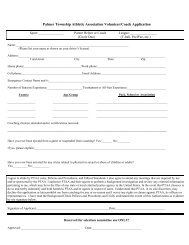 PTAA Coach-Volunteer Sample Form - Palmer Township