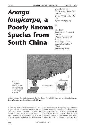 Arenga longicarpa, a Poorly Known Species from South China