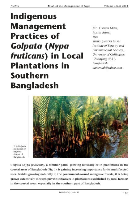 Indigenous Management Practices of Golpata (Nypa fruticans) in ...