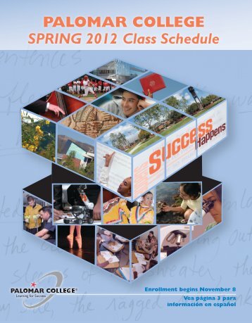 PALOMAR COLLEGE SPRING 2012 Class Schedule