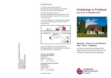 Urlaubstage in Fischbach - Evangelische Diakonissenanstalt Stuttgart