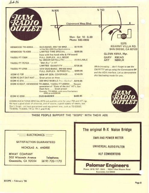 1986 - Palomar Amateur Radio Club