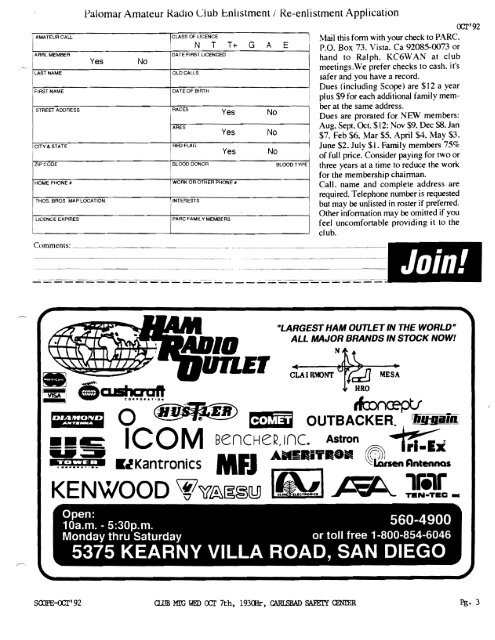 1992 - Palomar Amateur Radio Club