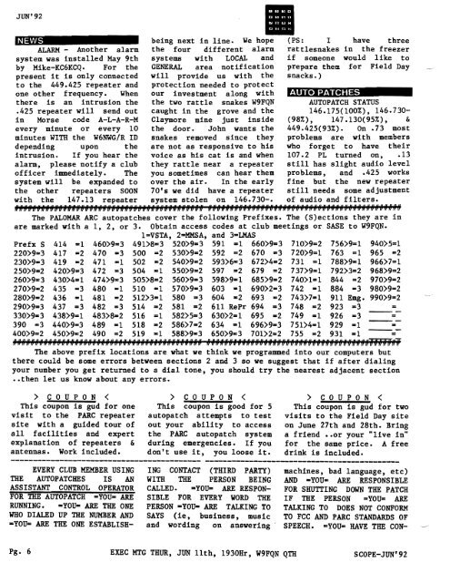 1992 - Palomar Amateur Radio Club