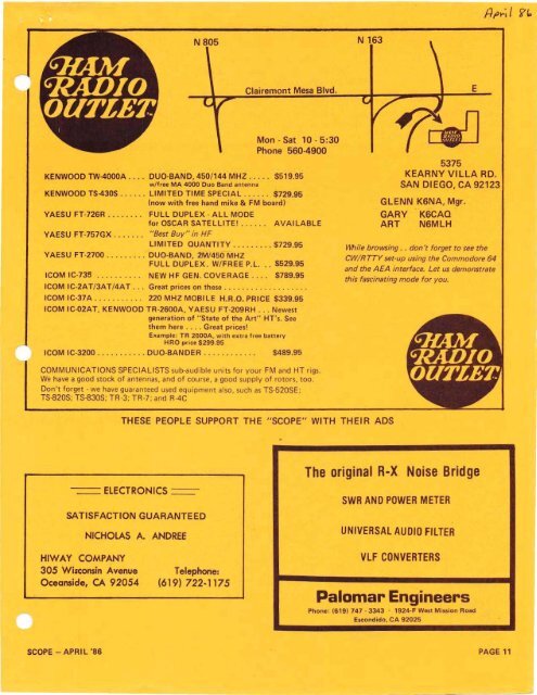 1986 - Palomar Amateur Radio Club