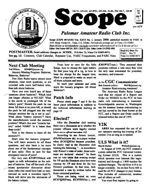 2000 - Palomar Amateur Radio Club