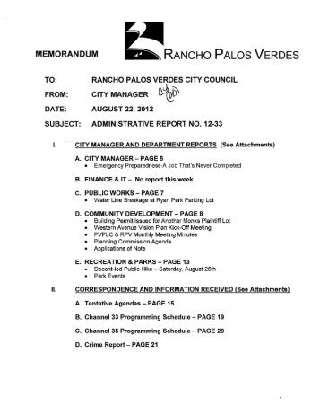 ADMINISTRATIVE REPORT NO. 12-33 - Palos Verdes on the Net