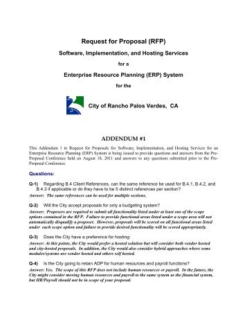Request for Proposal (RFP) - Palos Verdes on the Net