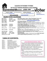 League of Women Voters - Palos Verdes on the Net