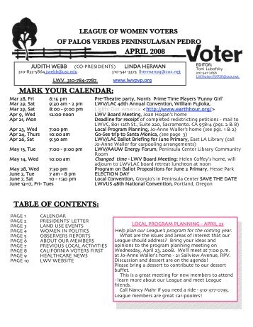 League of Women Voters - Palos Verdes on the Net